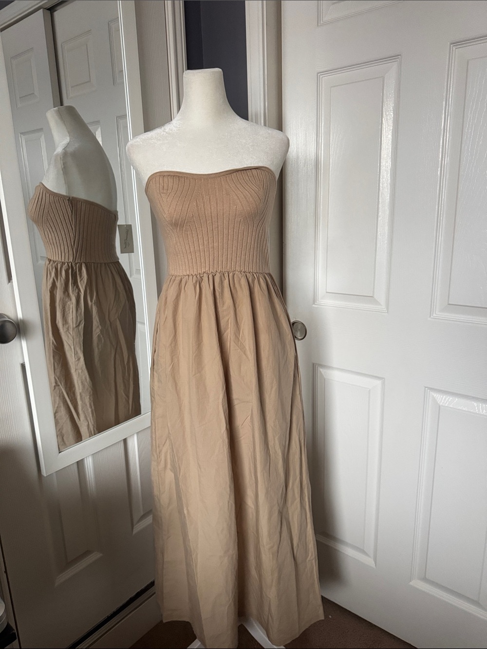 NEW LISTING! Universal Threads beige strapless maxi dress.